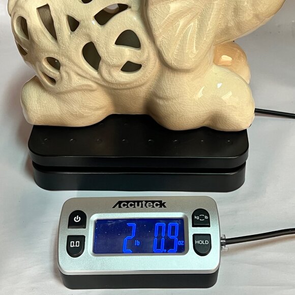 Ceramic Elephant Figurine Carved Crackle Pattern Trunk Up 9" x 7" - Picture 14 of 14